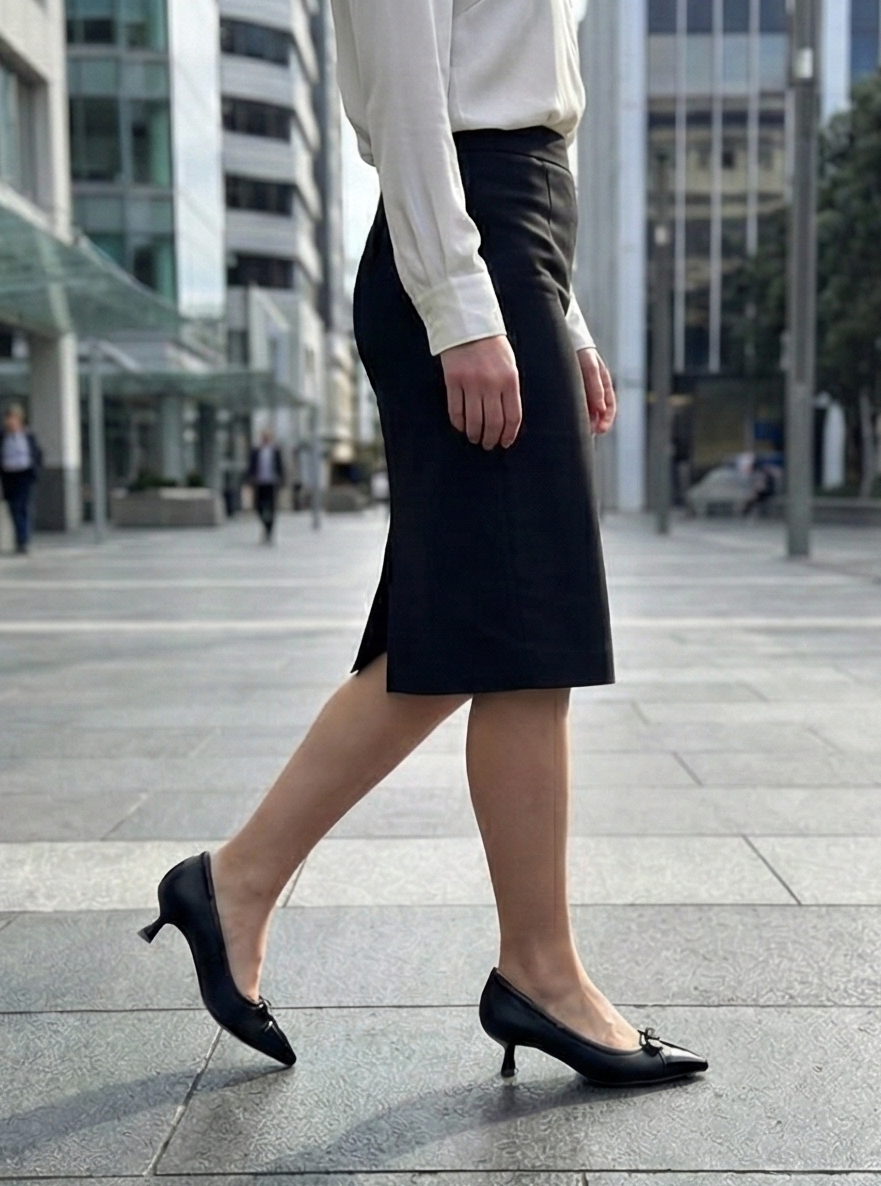 Shortland Black Leather Heel