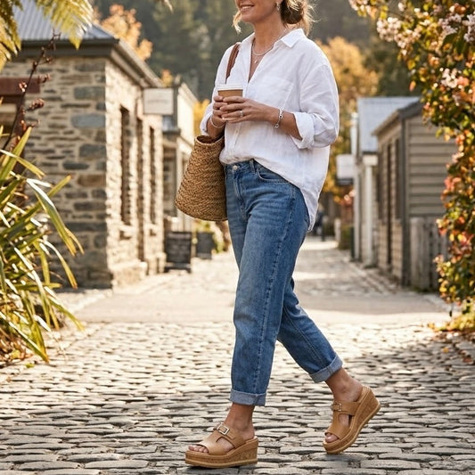 The Arrowtown Cork Wedge Slide