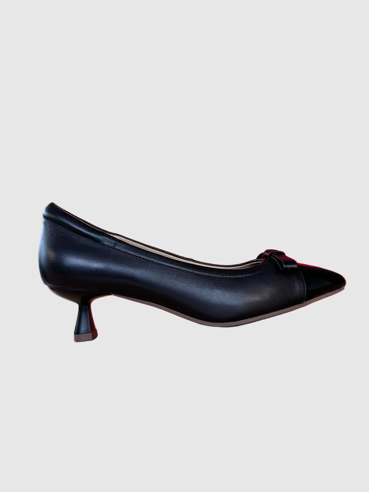 Shortland Black Leather Heel