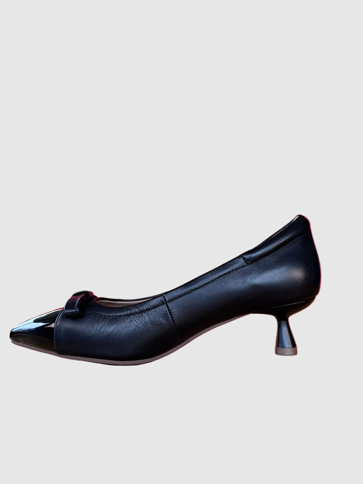 Shortland Black Leather Heel